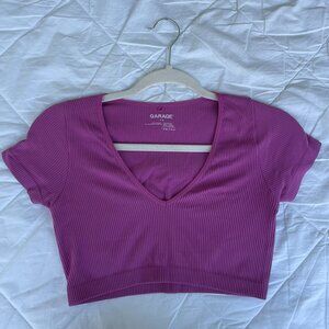 Garage Cropped V-Neck Tee
